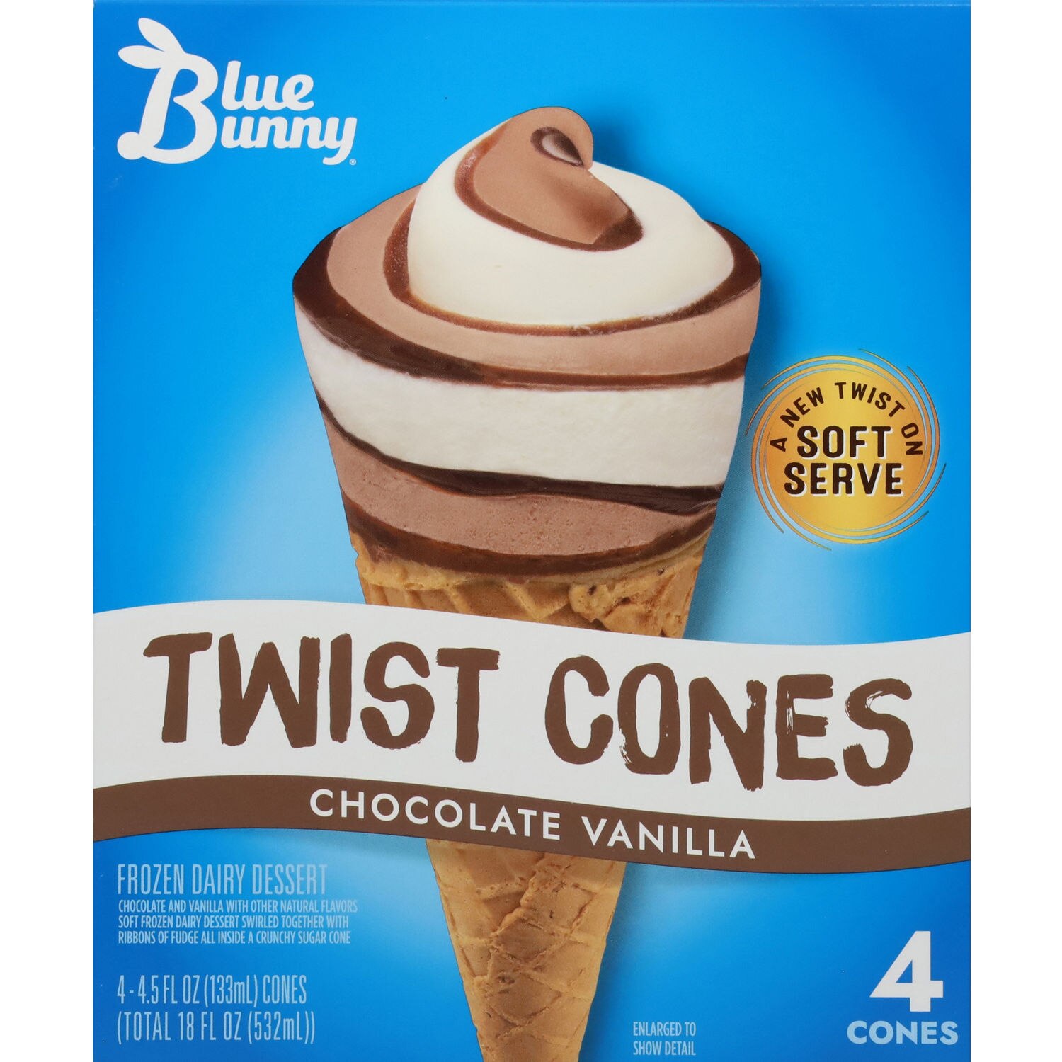 Chocolate Vanilla Twist Cone, 4 ct, 22.5 oz