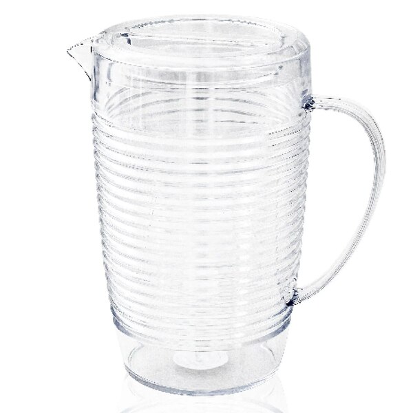 Arrow Home Products 76 OZ Acrylic Plastic Pitcher With Lid, Modern Coil Design