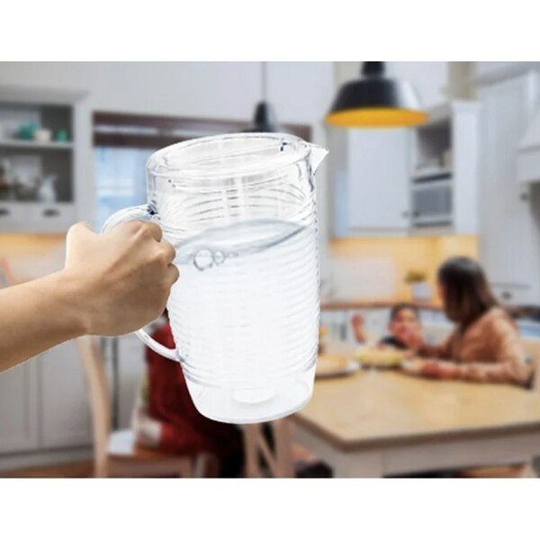 Arrow Home Products 76 OZ Acrylic Plastic Pitcher With Lid, Modern Coil Design