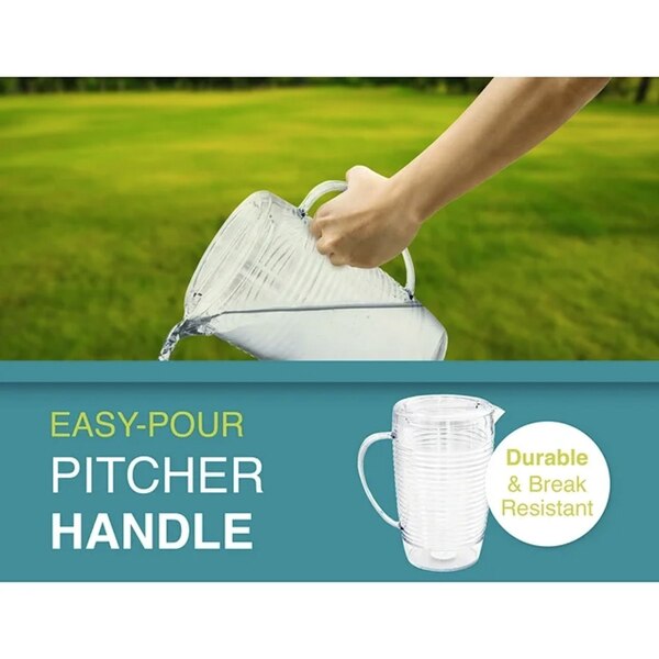 Arrow Home Products 76 OZ Acrylic Plastic Pitcher With Lid, Modern Coil Design