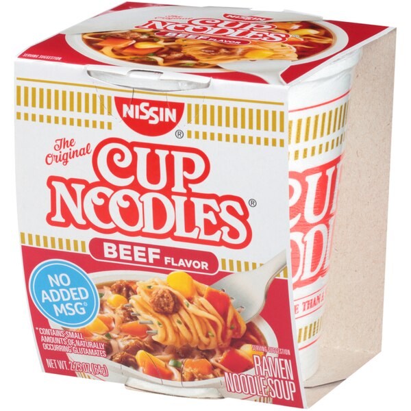 Nissin Cup Noodles Beef Ramen Noodle Soup, 2.25 oz