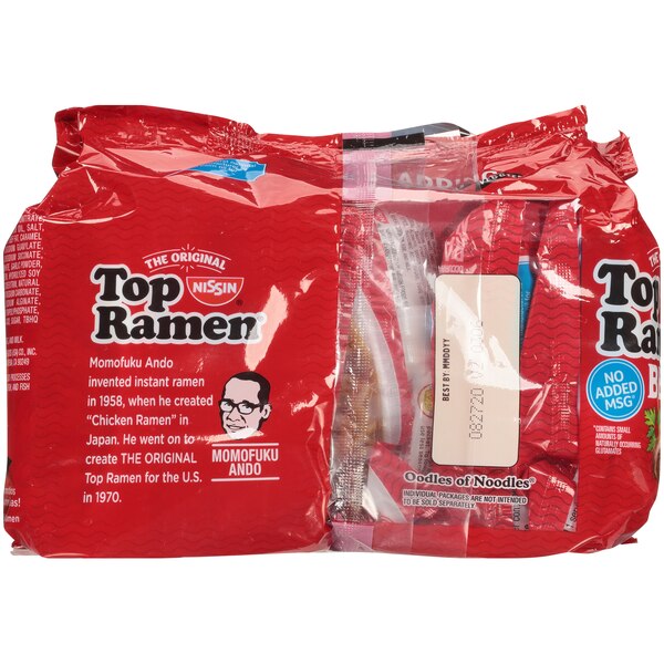 Nissin Top Ramen Noodle Soup, Beef Flavored, 6 ct, 18 oz