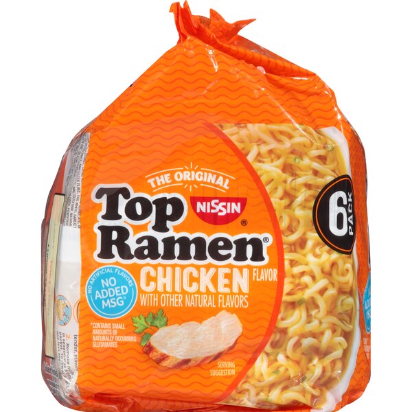 Nissin Top Ramen Noodle Soup, Chicken Flavor, 6 ct, 18 oz