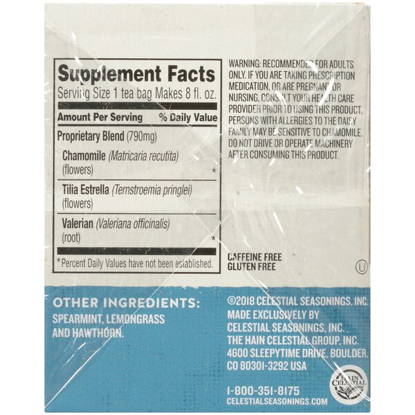 Celestial Seasonings Sleepytime Extra Caffeine Free Herbal Supplement Tea Bags, 20 ct