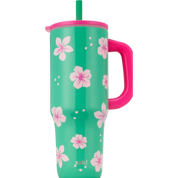zak! Insulated Sutton Straw Tumbler, Assorted Printed Designs, 40 oz