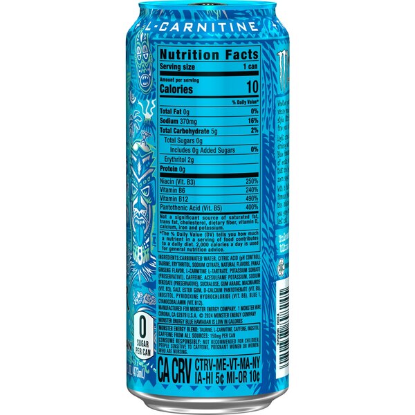 Monster Energy, Ultra Blue Hawaiian, 16 oz