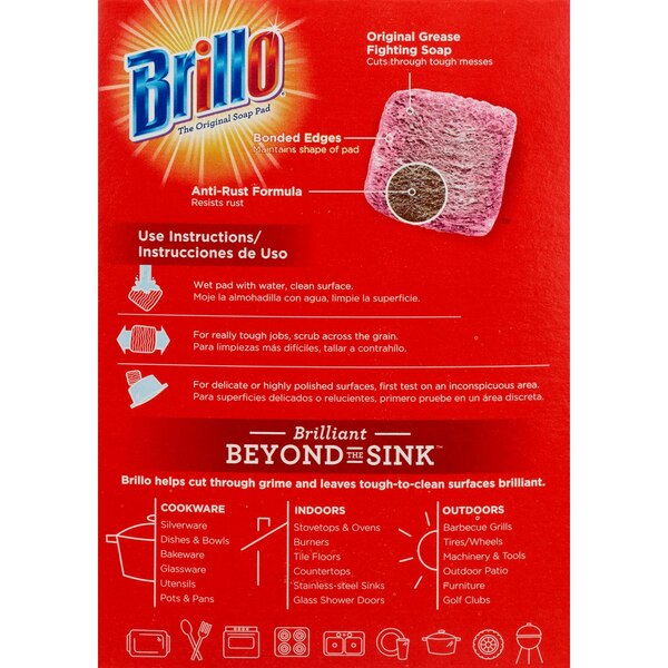Brillo Steel Wool Soap Pads, Original Scent, 10 CT
