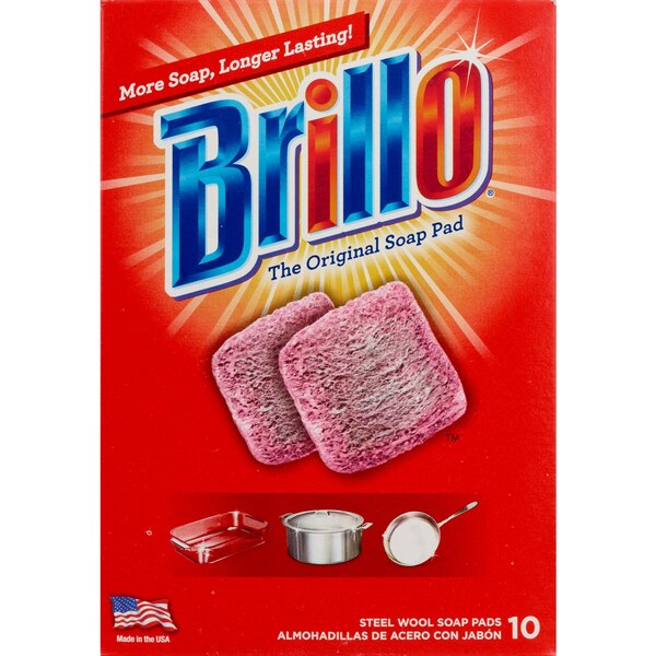 Brillo Steel Wool Soap Pads, Original Scent, 10 CT