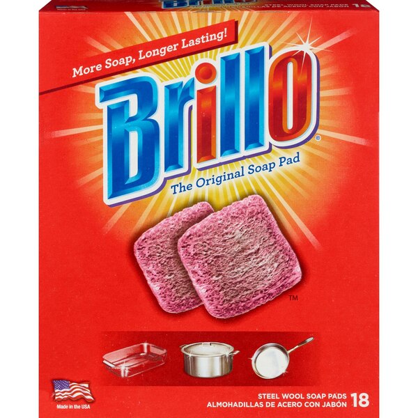 Brillo Steel Wool Soap Pads, Red, 18 CT