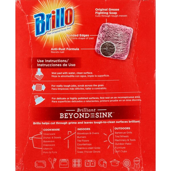 Brillo Steel Wool Soap Pads, Red, 18 CT