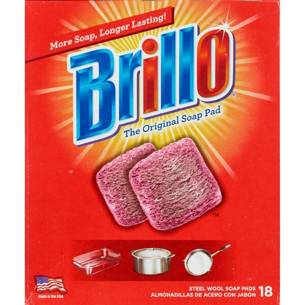 Brillo Steel Wool Soap Pads, Red, 18 CT