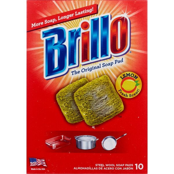 Brillo Steel Wool Soap Pads, Lemon, 10 CT
