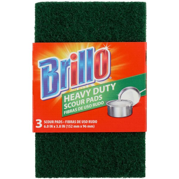 Brillo Heavy Duty Scour Pads, Green, 3 CT