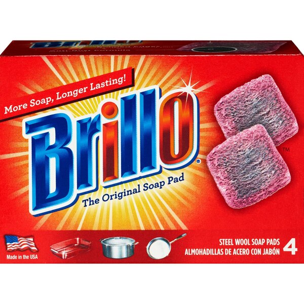 Brillo Steel Wool Soap Pads, Original Scent, 4 CT