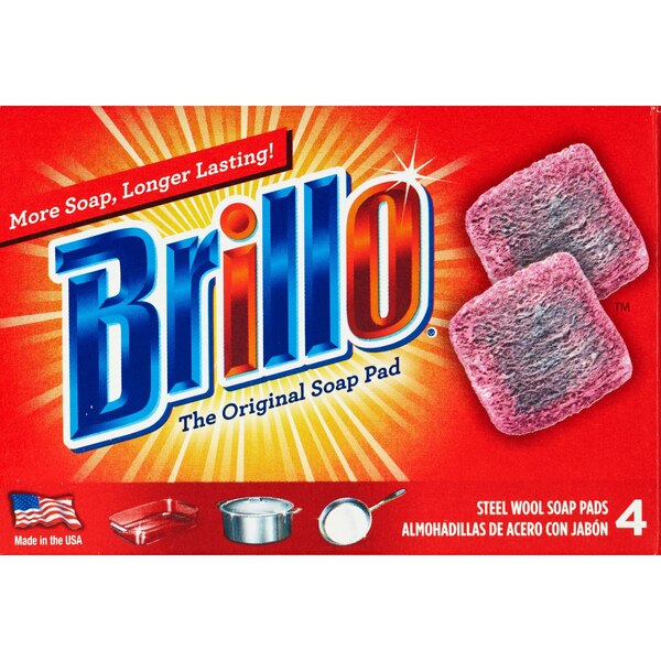 Brillo Steel Wool Soap Pads, Original Scent, 4 CT