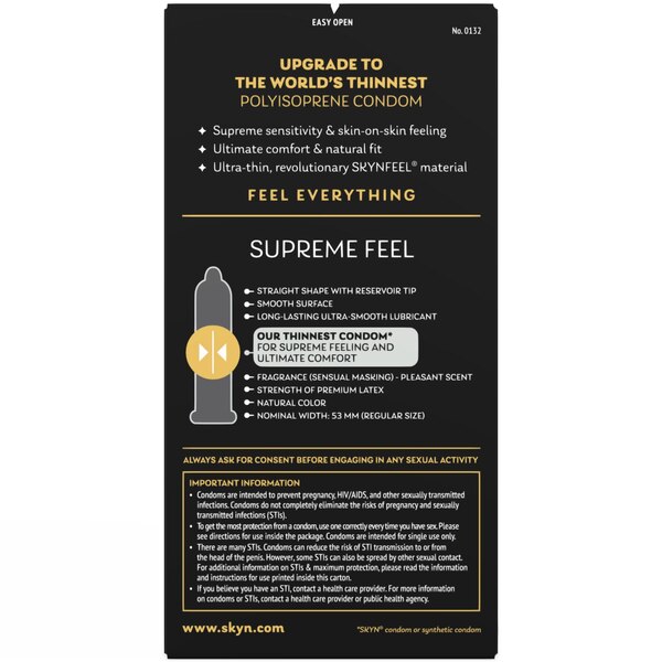 Skyn Supreme Feel Non-Latex Condoms, 10 CT