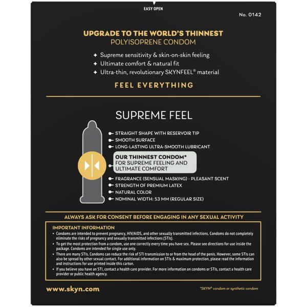 SKYN Supreme Feel Non-Latex Condom, 20 CT