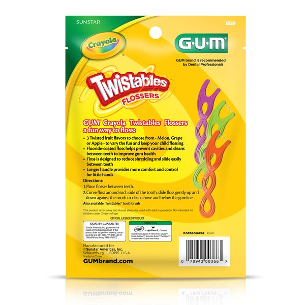 GUM Crayola Twistables Flossers, 90 Count