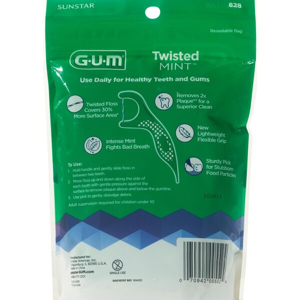 Sunstar GUM Twisted Flossers, Mint, 150 CT