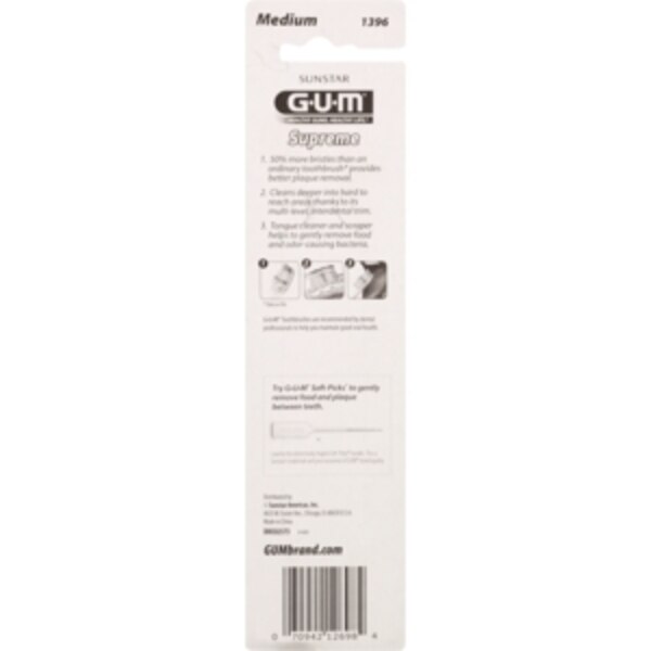 GUM Supreme Toothbrush 2 Pack, Medium
