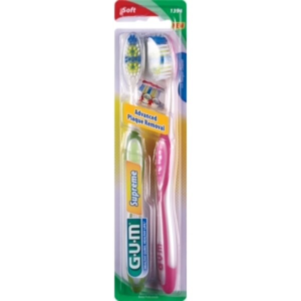 GUM Supreme Toothbrush 2 Pack, Soft