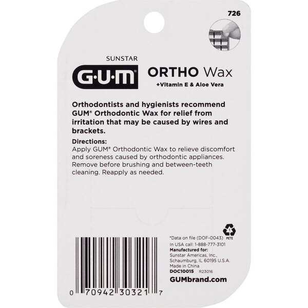  Sunstar Gum Ortho Pre-Cut Wax, Mint, 2 CT