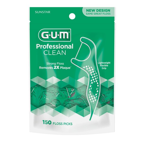 GUM Professional Clean Floss Picks, Fresh Mint, 150 CT