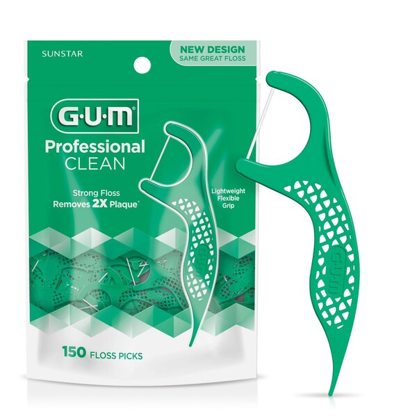 GUM Professional Clean Floss Picks, Fresh Mint, 150 CT