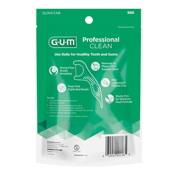 GUM Professional Clean Floss Picks, Fresh Mint, 150 CT
