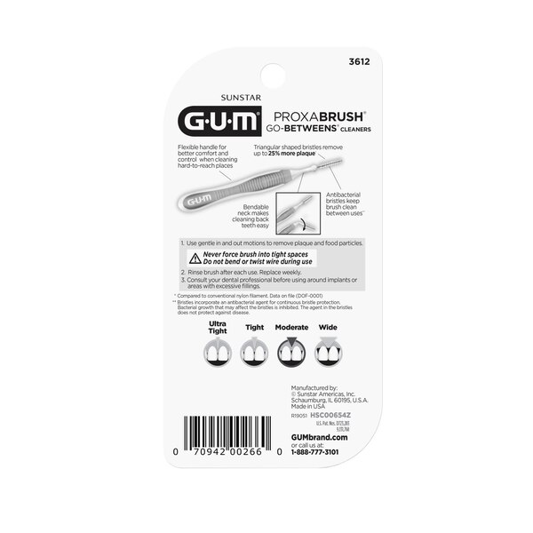 Gum Proxabrush Go-Betweens Refills Cleaners, Moderate
