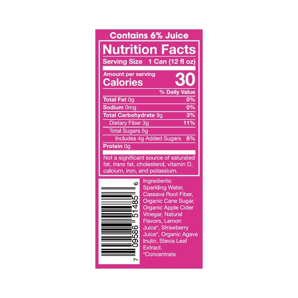 Poppi, Strawberry Lemond Prebiotic Beverage, 12 oz