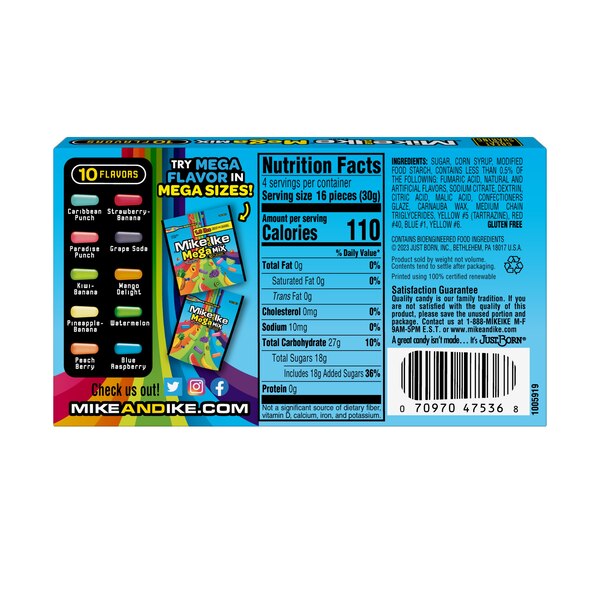 Mike and Ike Mega Mix, Theater Box, 4.25 oz