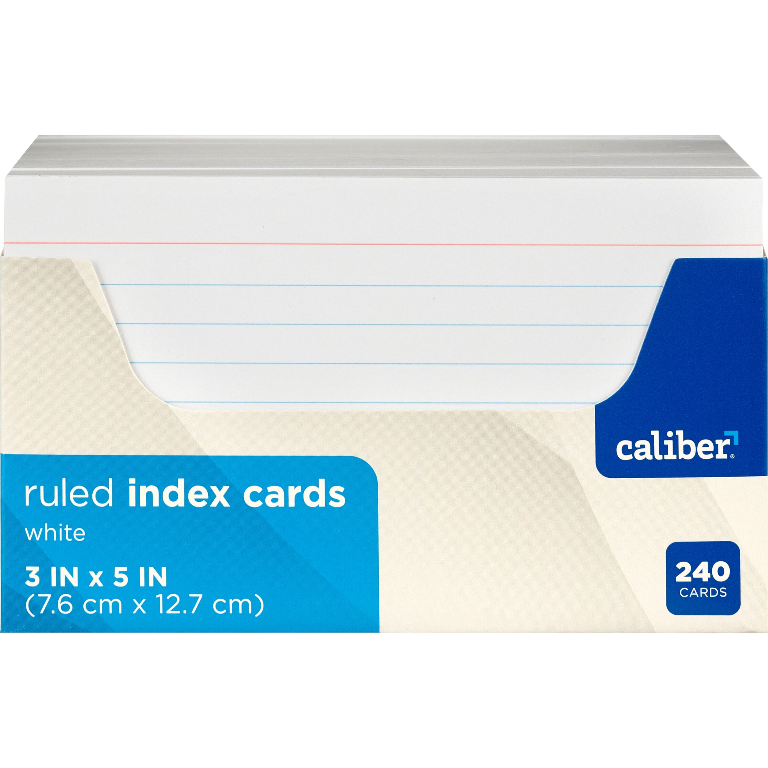 Caliber Ruled Index Cards, 3 in. x 5 in., White, 240 CT