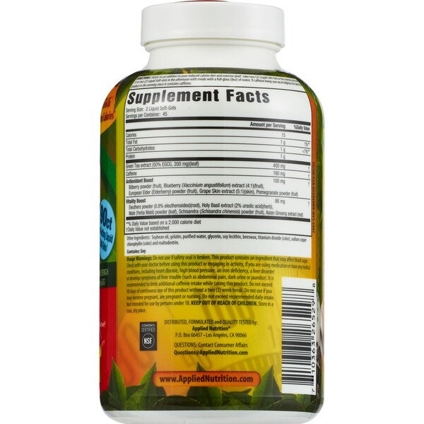 Applied Nutrition Green Tea Fat Burner Liquid Soft Gels - 90 CT