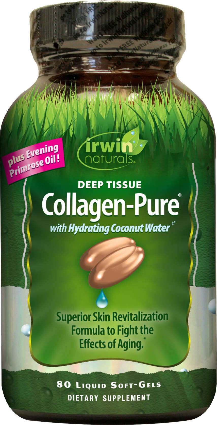 Irwin Naturals Deep Tissue Collagen-Pure - Colágeno en cápsulas blandas con BioPerine, 80 u.