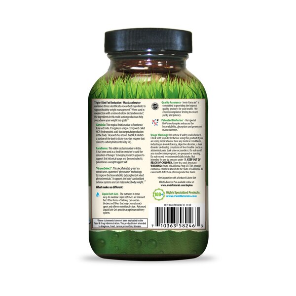 Irwin Naturals Triple Diet Max Accelerator plus BioPerine Softgels, 72 CT