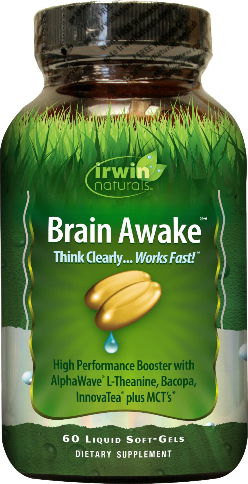 Irwin Naturals Brain Awake plus BioPerine - Pastillas blandas, 60 u.