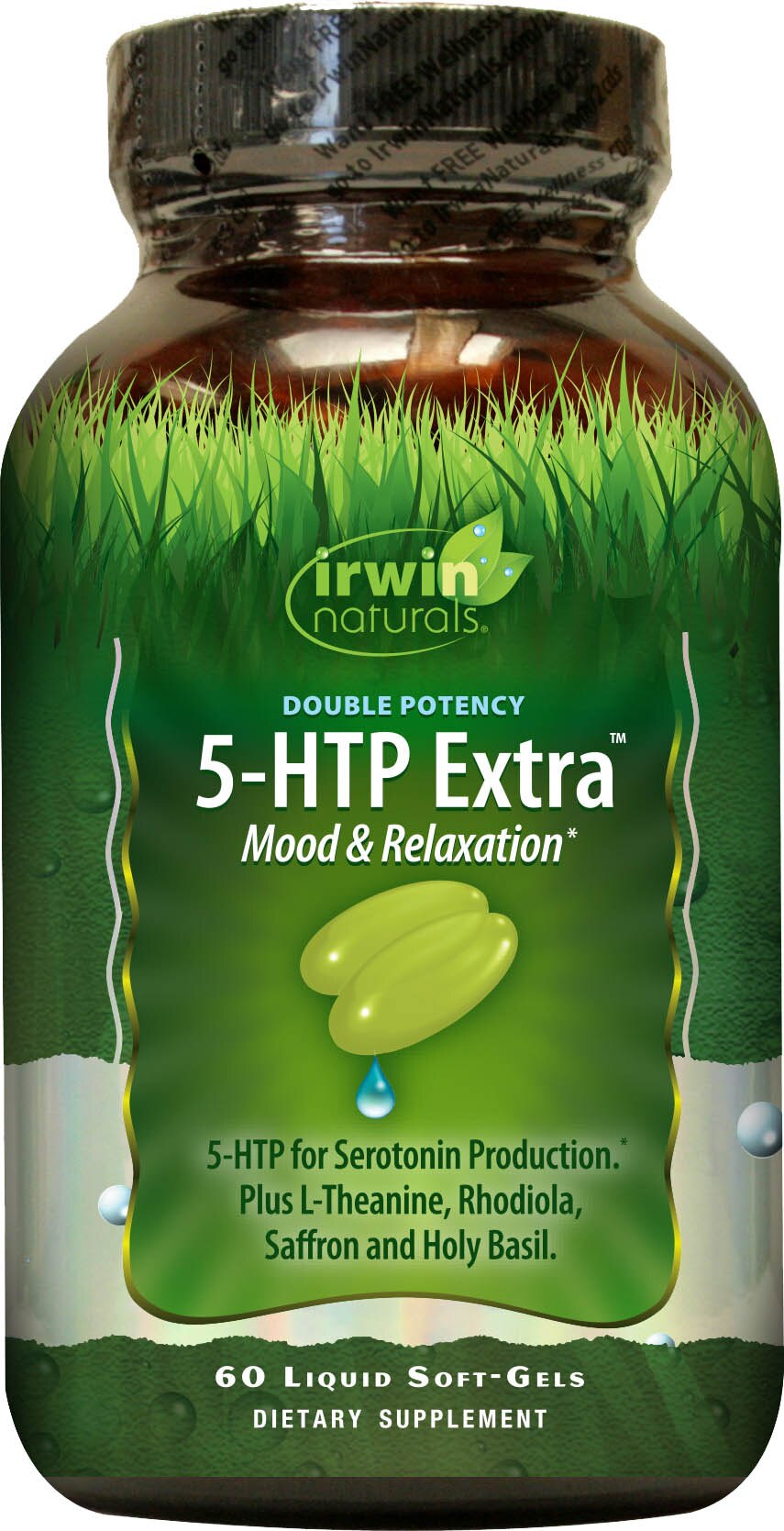 Irwin Naturals Double Potency 5-HTP Extra plus BioPerine - Suplemento dietario en cápsulas blandas, 60 u.