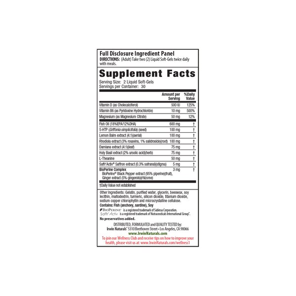 Irwin Naturals Double Potency 5-HTP Extra plus BioPerine Softgels, 60 CT