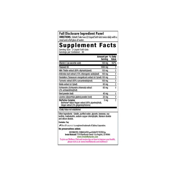 Irwin Naturals Milk Thistle Liver Detox plus BioPerine Softgels, 60 CT