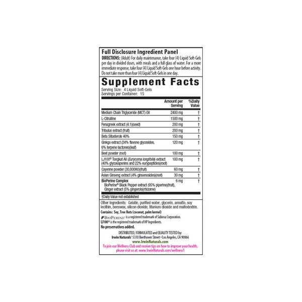 Irwin Naturals Testosterone Up Red plus BioPerine Softgels, 60 CT