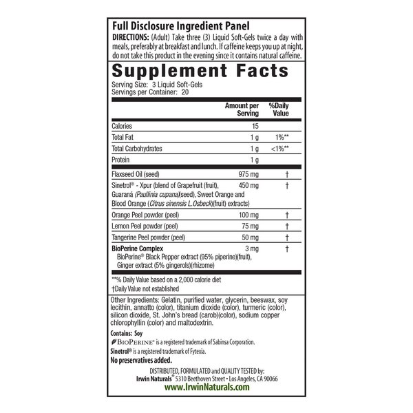 Irwin Naturals Super Citrus Lipo-Burner plus BioPerine Softgels, 60 CT
