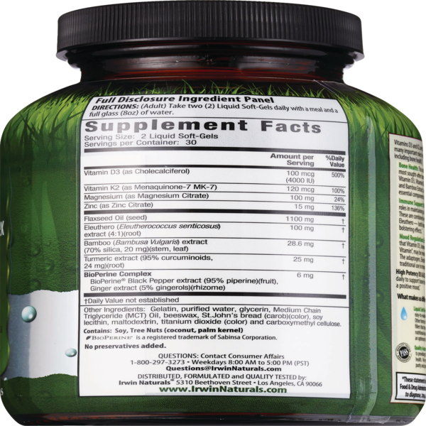 Irwin Naturals D3 & K2 Complex Liquid Soft-Gels, 60 CT