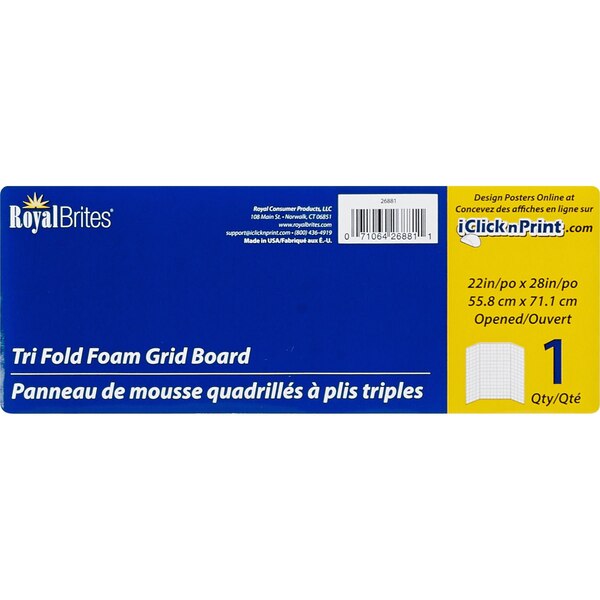 Royal Eco Brites Vanishing Tri-Fold Grid Presentation Foam Board