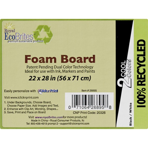 Royal EcoBrites Foam Board , Black/White