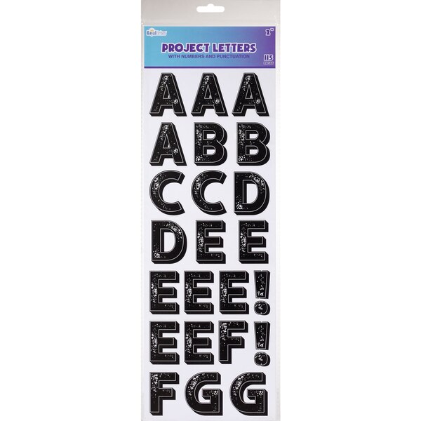 Royal Brites 3D Black Project Letter & Numbers Stickers, 2 in, 115 ct