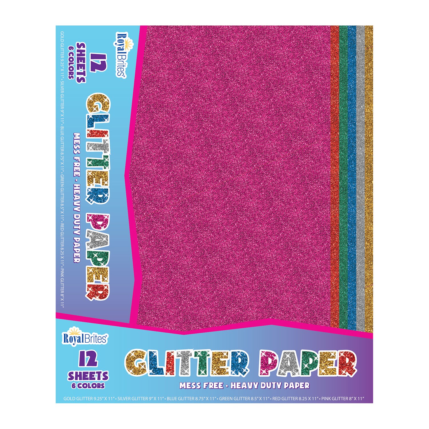 Royal Brites Glitter Paper Assorted Colors, 9.25