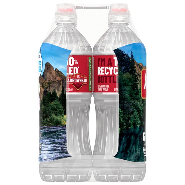 Arrowhead 100% Mountain Spring Water, Sport Cap Bottles, Pack of 6, 23.7 oz