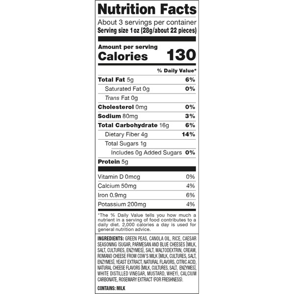 Harvest Snaps Green Pea Snack Crisps, Caesar, 3.3 oz