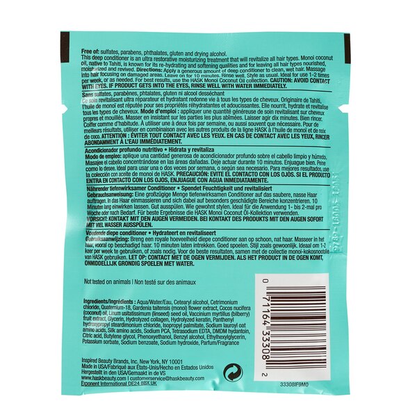 Hask Monoi Coconut Oil Nourishing Deep Conditioner, 1 Packet